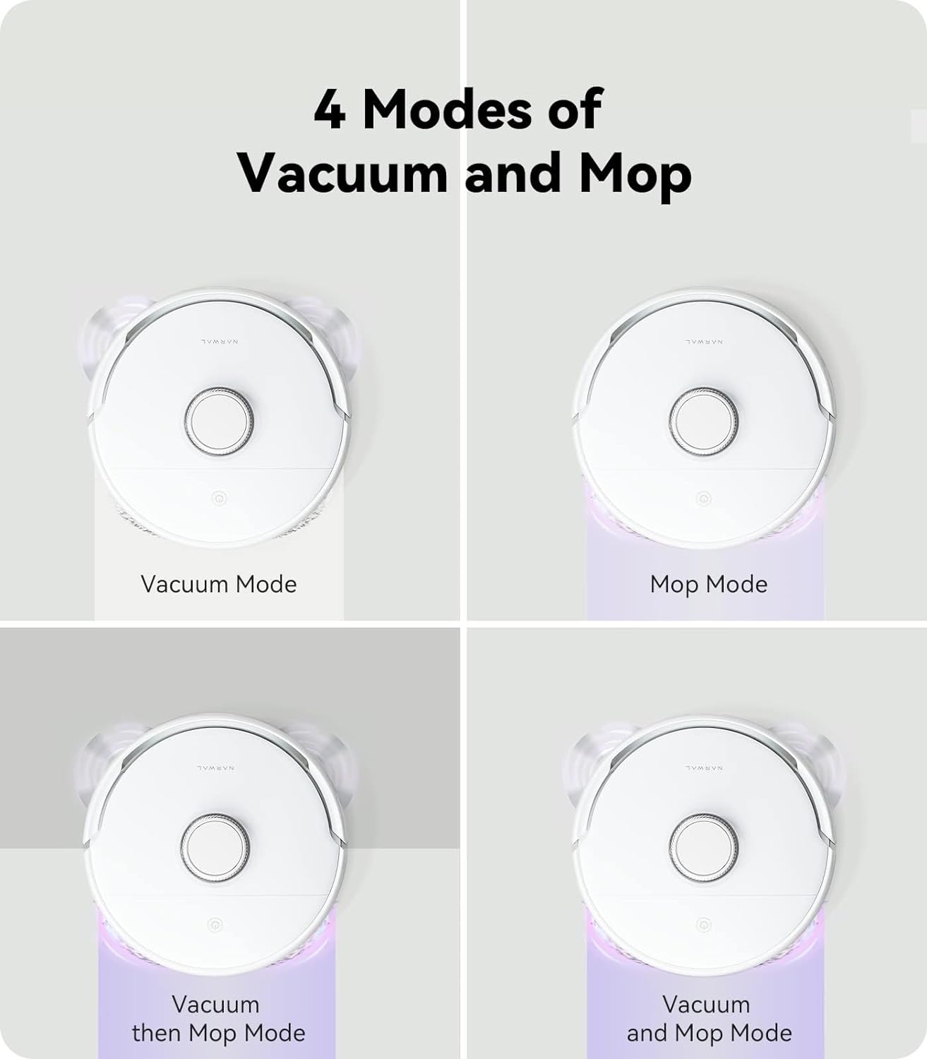 Refurbished NARWAL Freo Robot Vacuum and Mop Comb, Washing & Drying, Dirt Sense Ultra Clean, LCD Display, Smart Swing