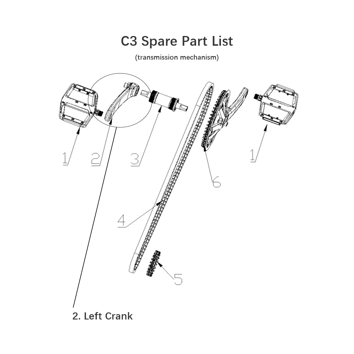 BQi-C3 Gates Kit - Left Crank